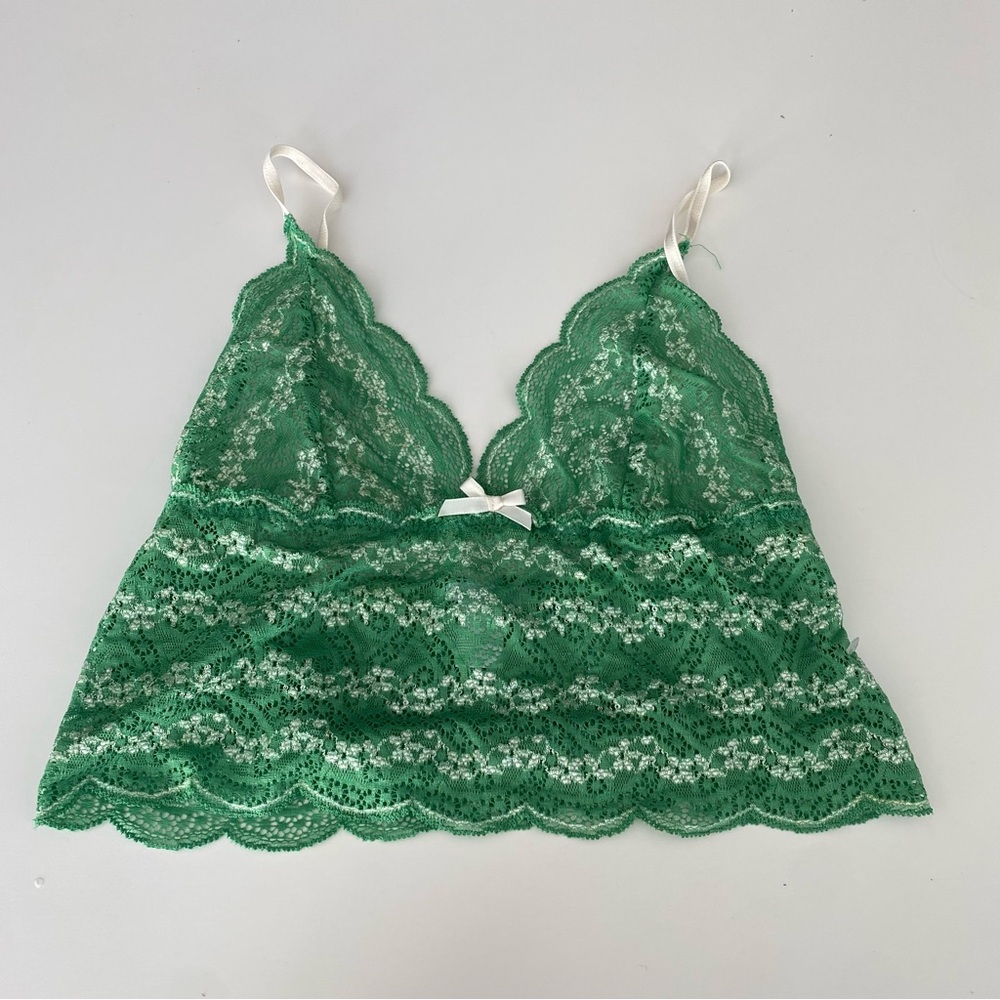 EBERJEY Green Lace Bralette Size Small-Medium‎